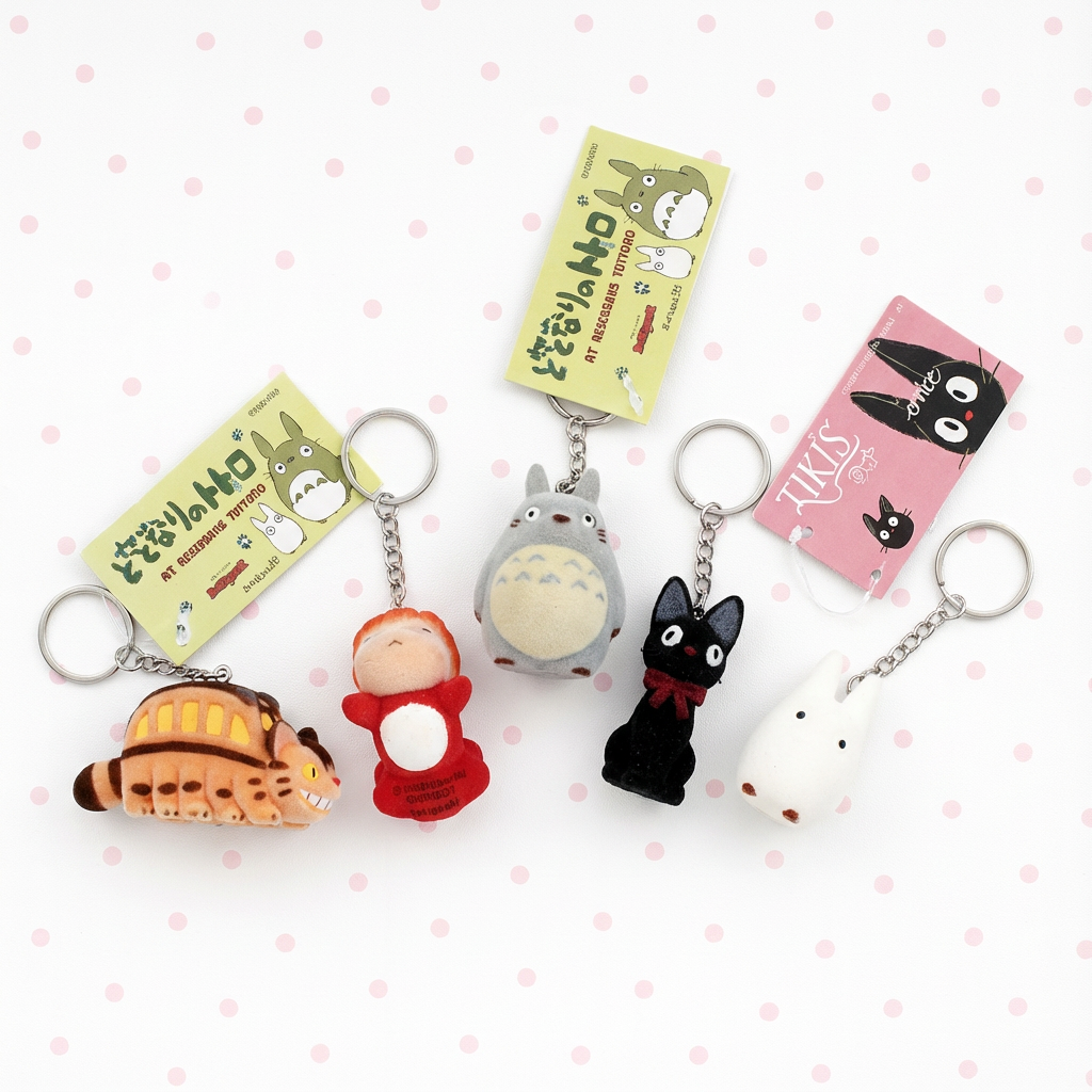 5pc Flocked Studio Ghibli Keychain Set